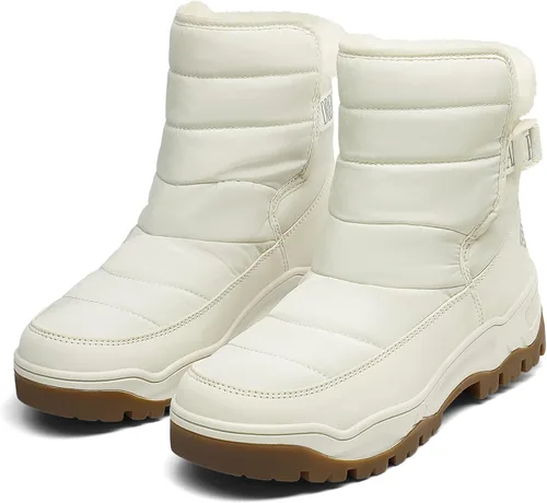 Vista 2 de DREAM PAIRS Botas de nieve de invierno para mujer, impermeables, aisladas, cálidas y cómodas, de piel sintética, botas cortas de moda