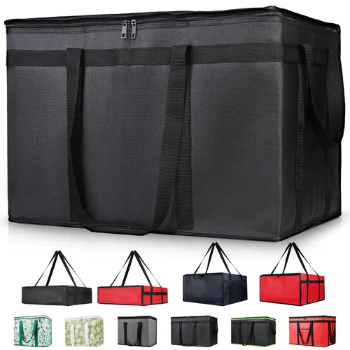 Vista 14 de Paquete de 1 bolsa aislada para entrega de alimentos con parte inferior dura, calentadores de alimentos comerciales XXXL para Uber Eats/Doordash