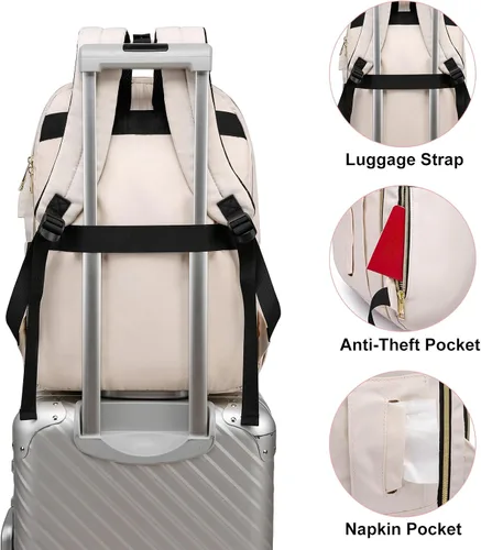 Vista 5 de YAMTION Mochila para mujeres y adolescentes, mochila escolar TSA para laptop con USB para estudiantes universitarios, negocios, oficina, trabajo