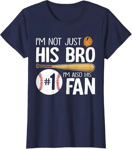 Vista 44 de Camiseta Baseball Brother I'm Not Just His Bro I'm His Number One Fan, Negro