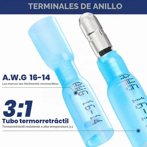 Vista 3 de haisstronica 220 piezas de conectores de bala termorretráctiles AWG22-10 macho y hembra terminales de bala de alambre azul, rojo y amarillo, kit