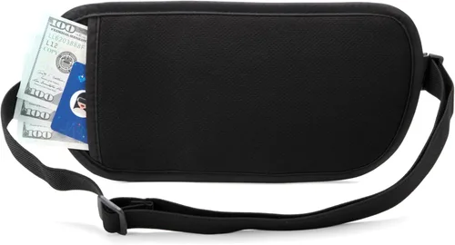Vista 5 de Cinturón de dinero, portapasaporte de seguridad oculta y delgada cartera de viaje con bloqueo RFID, Negro -, Cartera Rfid