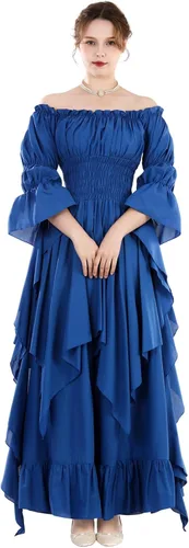 Vista 7 de Vestido renacentista para mujer, vestido victoriano, vestido de novia de Beige