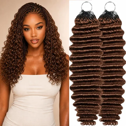 Vista 6 de Human Braiding Hair for Boho Braids 20inch Curly Wave Bulk Bundles 1B (A)1B