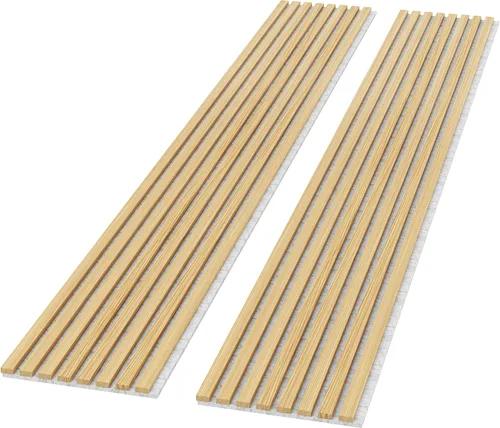 Vista 8 de ROOMTEC Paquete de 2 paneles acústicos de pared de madera maciza, paneles de pared insonorizados de 94.49 x 12.6 pulgadas, paneles de pared de Roble