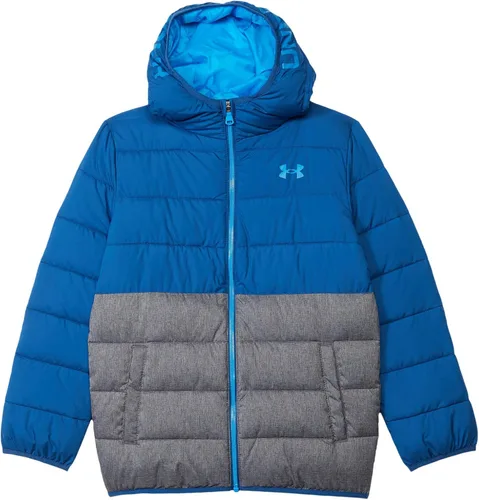 Vista 4 de Under Armour Pronto Chaqueta acolchada para niño, peso medio, cierre de cremallera, repele el agua grafito azul