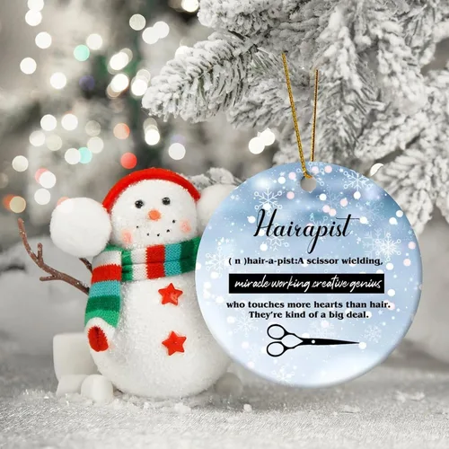 Vista 3 de Hairapist - Adornos de Navidad 2023 Definición de hairapista, decoraciones navideñas para árbol Descripción de la palabra Adornos únicos colgantes