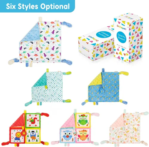 Vista 7 de Dr.Rapeti Manta de seguridad para bebé, bebé, niño pequeño, 10 x 10 pulgadas, juguete sensorial lavable, manta de apaciguamiento amoroso (dinosaurio)