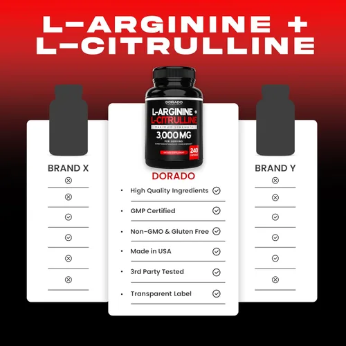 Vista 8 de L Arginine L Citrulina (240 unidades) – Píldora de óxido nítrico para resistencia y resistencia y L arginina L citrulina en polvo (0.11 onzas)
