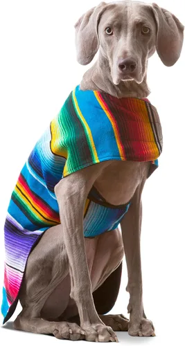 Vista 10 de Poncho de perro hecho a mano de Authentic Mexican Blanket; ropa para perros, suéter, abrigo, XXS