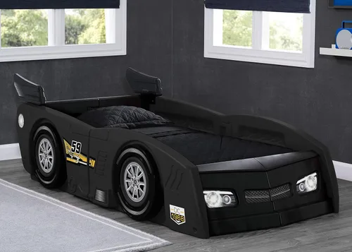 Vista 6 de Delta Children Grand Prix Race Car - Cama para niños pequeños y individuales, color negro