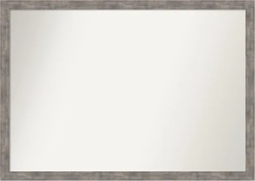 Vista 37 de Amanti Art Silver Bathroom Mirror for Over Sink, 26x45 Custom Made Marred Pewter Rectangle Vanity Mirror, Oversize Casual Wood Frame, Hangs Estaño