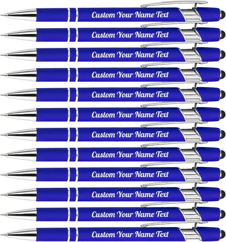 Vista 24 de 12 unidades de bolígrafos personalizados a granel con nombre grabado gratis, bolígrafos de bola personalizados con lápiz óptico, mensaje de texto