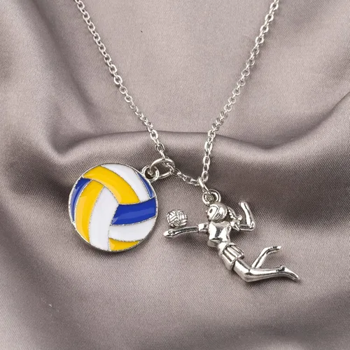 Vista 4 de FUSTMW Regalos de voleibol, collar de voleibol, regalos para jugadores de voleibol, collar con dije de voleibol, regalos para entrenadores