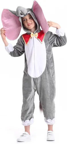 Vista 3 de Disfraz unisex de animales para niños pijamas de animales con capucha para niños disfraz de Halloween para niños y niñas