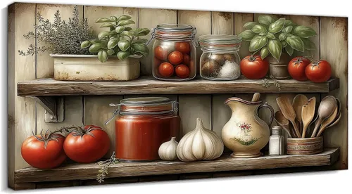 Vista 24 de TIMUBA Decoración de pared de cocina de granja, arte de pared de cocina con texto en inglés "Bless This Home and All Who Enter Kitchen Blessing