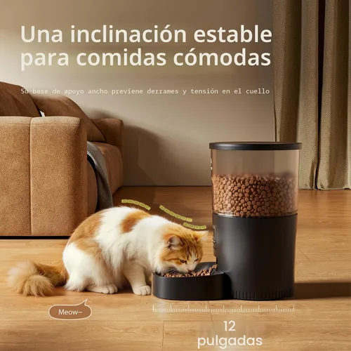 Vista 5 de IMIPAW Alimentadores automáticos para gatos, dispensador de alimentos secos para gatos con temporizador de 3 litros, fuente de alimentación doble