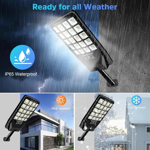 Vista 6 de Paquete de 2 farolas solares impermeables para exteriores, 6500 K, 20000 lúmenes, gran angular, luz de inundación con sensor de movimiento y control