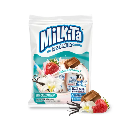 Vista 18 de Milkita Caramelo cremoso de leche de plátano – Dulces saludables bajos en azúcar con leche real para niños y adultos – Caramelos sin grasa y sin