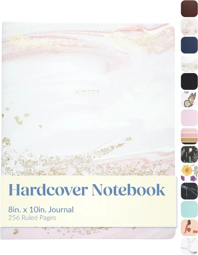 Vista 18 de WORLD TRAVELER Cuaderno de Diario Grande Rayado - Cuaderno de Tapa Dura que se Abre Plano con 2 Marcapáginas de Cinta, Diario de Escritura de Tapa