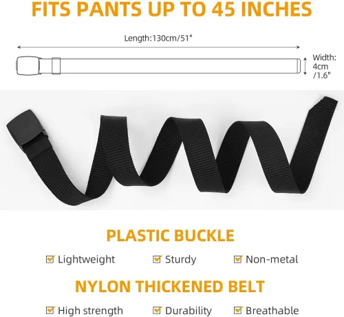 Vista 5 de AOMIG Cinturón de nailon para hombres, cinturones de golf ajustables de lona de 1.6 pulgadas, cinturón táctico de trabajo con hebilla automática 1
