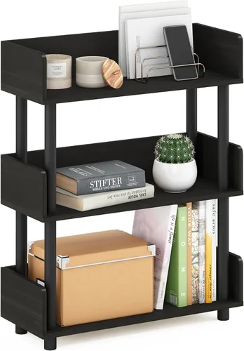 Vista 132 de Furinno Turn-N-Tube - Estantes de almacenamiento, estante para libros de 3 niveles, estante esquinero, estantes abiertos sin herramientas