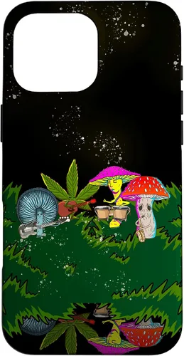 Vista 19 de Jamming Mushrooms Weed - Carcasa para iPhone 17, diseño psicodélico de cannabis 420