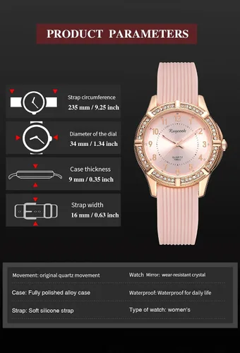 Vista 5 de Reloj de enfermera para mujer con bisel de cristal, correa de silicona, movimiento de cuarzo, reloj de pulsera impermeable para mujer