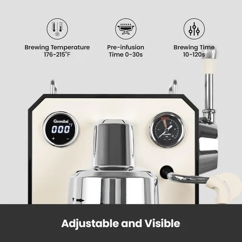 Vista 2 de Gemilai Paquete de máquina de café expreso y molinillo de café eléctrico para capuchino, café con leche