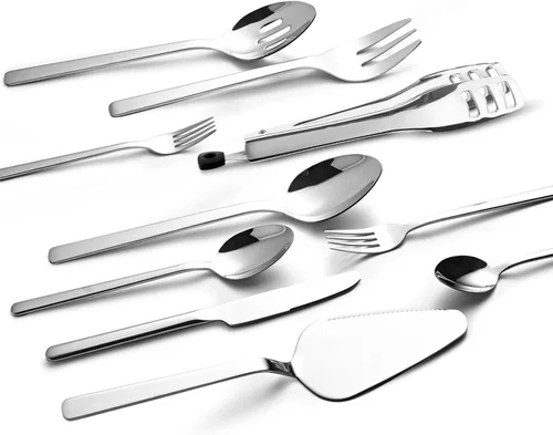 Vista 8 de KINGSTONE Juego de cubiertos con utensilios para servir, cubiertos de 65 piezas para 12, 18/10 cubiertos con juego de utensilios de servicio de 5