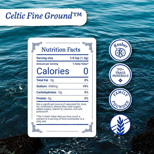 Vista 2 de Celtic Sea Salt - Bolsa resellable de sal fina molida, 8 oz