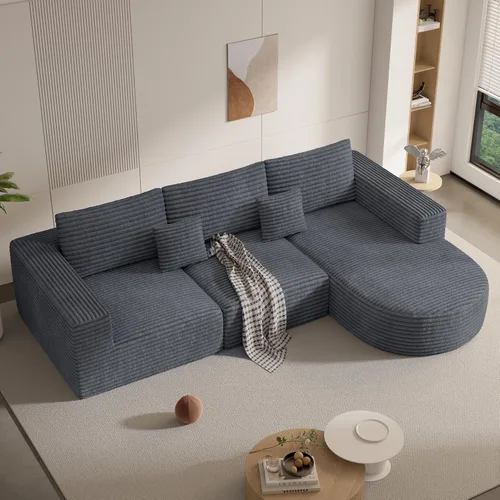 Vista 7 de Sofá seccional modular de 110", sofás de nube para sala de estar, sofá deshuesado con asiento profundo, sofá en forma de L con chaise, no requiere