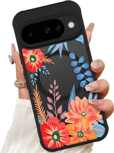 Vista 14 de ZIYE Funda magnética para Google Pixel 9 Pro XL de 6.8 pulgadas [compatible con MagSafe] funda de policarbonato duro y TPU suave con flor de cerezo