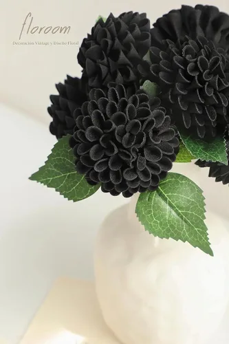 Vista 4 de Floroom Flores Artificiales de Dalia 25 piezas Rosas Falsas de Espuma Negra de Aspecto Real con Tallos para Ramos de Boda DIY Centros de Mesa