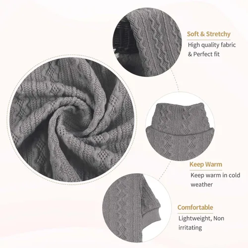 Vista 4 de Suéter de perro cuello alto tejido con botones para mascotas, color sólido, suéter para cachorros, suéter cálido para perros pequeños (Gris y XS)