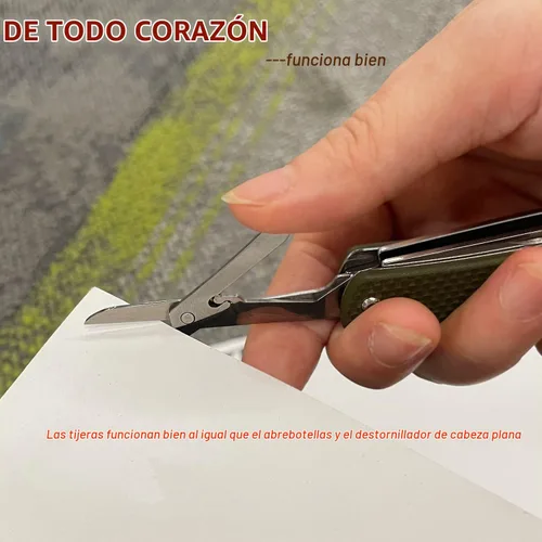 Vista 5 de Ruike Llavero Cuchillo de Bolsillo Pequeño, Multiherramienta Plegable 6 en 1, Acero Inoxidable 12C27, Mango G10, Equipo Táctico de Camping EDC Mini