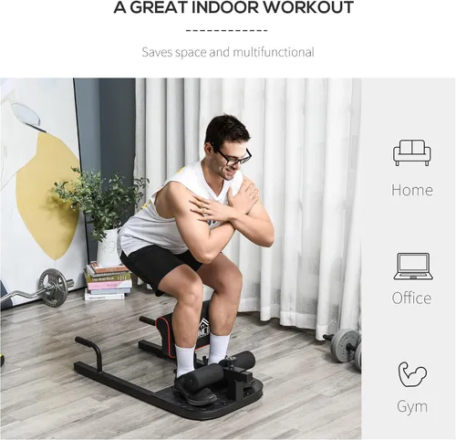 Vista 5 de Soozier 3-in-1 Padded Push Up Sit Up Deep Sissy Squat Machine Home Gym Fitness Equipment