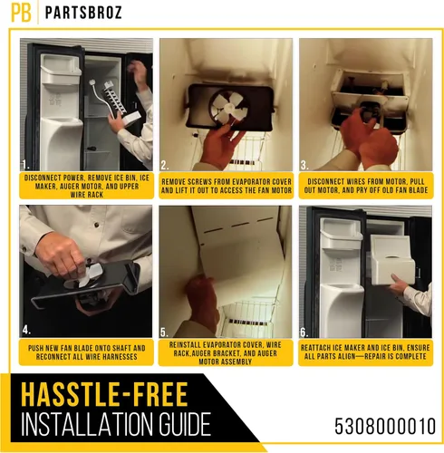 Vista 6 de PartsBroz 5308000010 - Ventilador de evaporador compatible con frigoríficos y congeladores Electrolux