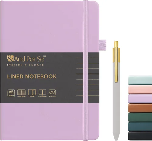 Vista 15 de &And Per Se Juego de diario y bolígrafo forrados (3 paquetes), cuaderno de tapa dura de cuero A5 con bolígrafo y juego de papelería, 160 páginas