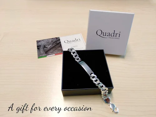Vista 7 de Quadri - Pulsera de identificación extra brillante con eslabones cubanos de 0472in en plata de ley 925 italiana para hombres y niños de 8 a 9