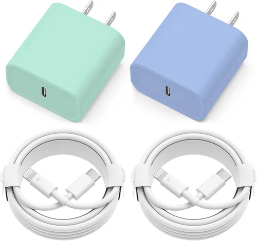 Vista 7 de Cargador para iPhone de carga rápida, paquete de 2 bloques de cargador de pared USB C de 20 W con cable 2 Pack MFi Certified 6FT Type C to