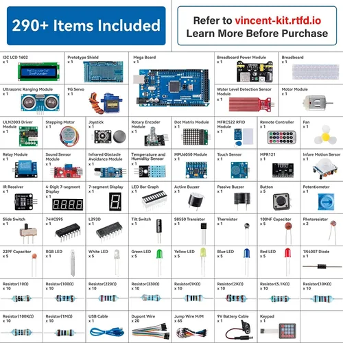 Vista 2 de SunFounder Proyecto El Kit de Inicio de Electrónica Más Completo Compatible con Arduino Mega 2560 R3 Mega328 Nano, Incluye 73 Tutoriales