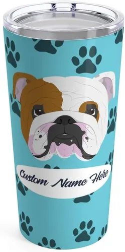 Vista 2 de Taza de viaje personalizada Bulldog – 30 razas a elegir, vaso o taza personalizada para café, cerveza, bebidas frías calientes, hombres, mujeres