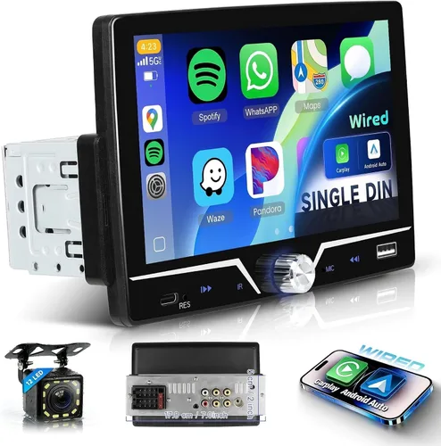 Vista 9 de Estéreo de coche de 7 pulgadas de un solo DIN con AM/FM/RDS inalámbrico/con cable Carplay Android Auto Bluetooth 5.2 IPS Pantalla MirrorLink SWC EQ