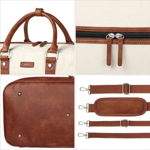 Vista 8 de Bolsa de viaje de lona grande para mujer bolsa de viaje de lona con compartimento para zapatos de 21 pulgadas para mujeres y hombres juego de 3