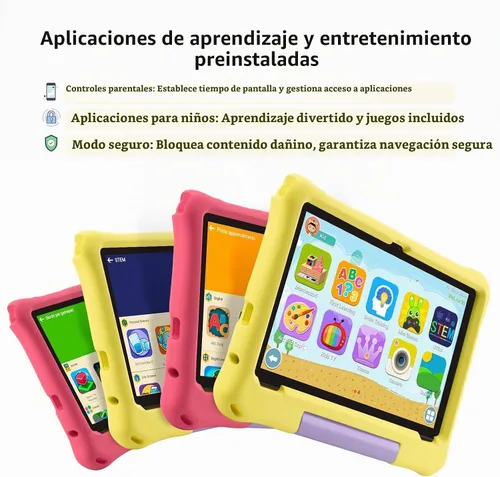 Vista 3 de Tabletas Android 15 – Tableta para niños de 10 pulgadas con funda, Octa-Core, 8 GB+64 GB de almacenamiento (expandible a 1 TB), cámara dual