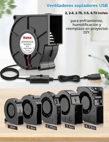 Vista 7 de Wathai Ventilador centrífugo USB de 2.953 in x 1.181 in Ventilador de refrigeración de turbina de 5 V USB Small Blower for DIY Computer Case, Home
