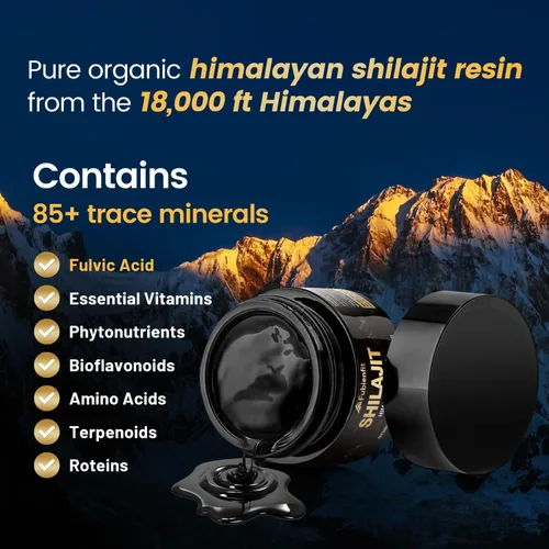Vista 4 de Resina de Shilajit Puro del Himalaya - Shilajit Puro para Hombres y Mujeres, Suplemento Orgánico de Ashwagandha con Más de 85 Minerales y Ácido