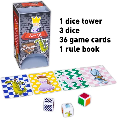 Vista 9 de Not It! Castle Land - Juego de dados y cartas de ritmo rápido para niños y familias Juego de emparejamiento con temática de caballeros, dragones