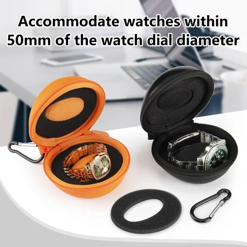 Vista 4 de Estuche de viaje para mujer caja portátil de un solo reloj organizador de caja de reloj de viaje 1 ranura - Se adapta a todos los relojes de pulsera